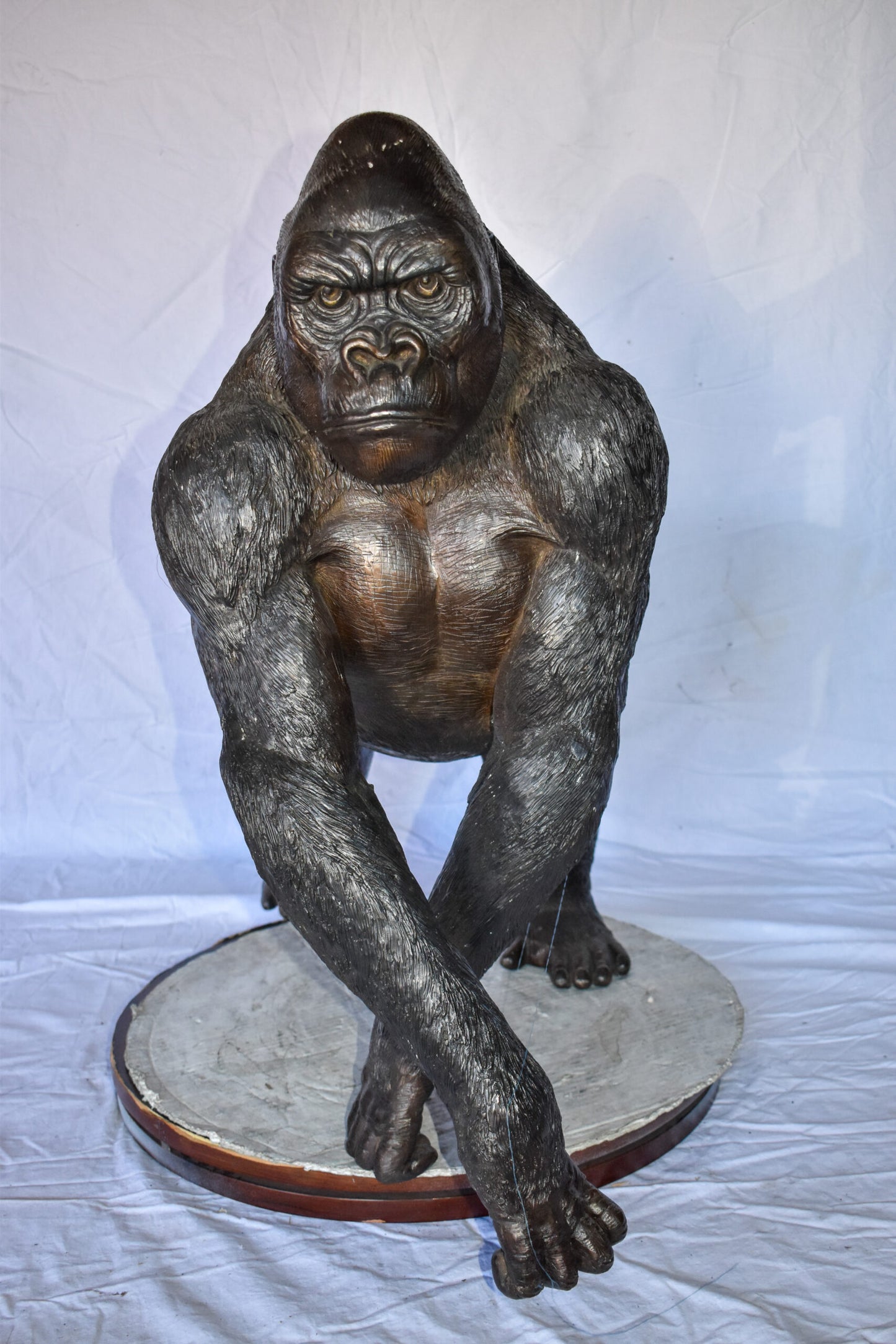 Gorilla Walking Detailed and Impressive Bronze Statue Size: 38" x 15" x 33"H
