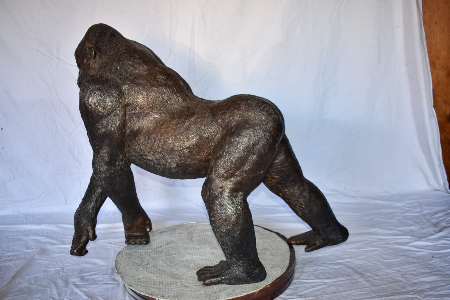 Gorilla Walking Detailed and Impressive Bronze Statue Size: 38" x 15" x 33"H