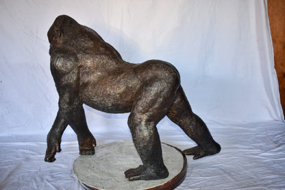 Gorilla Walking Detailed and Impressive Bronze Statue Size: 38" x 15" x 33"H