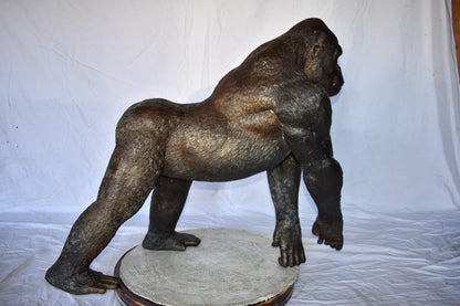Gorilla Walking Detailed and Impressive Bronze Statue Size: 38" x 15" x 33"H