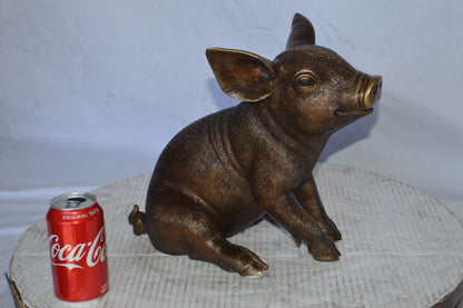 Pig – Piglet Bronze Statue - Size: 14"L x 10"W x 12"H.