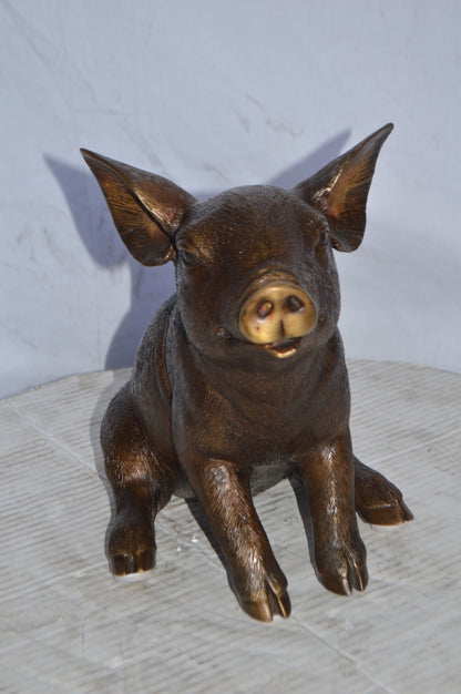 Pig – Piglet Bronze Statue - Size: 14"L x 10"W x 12"H.