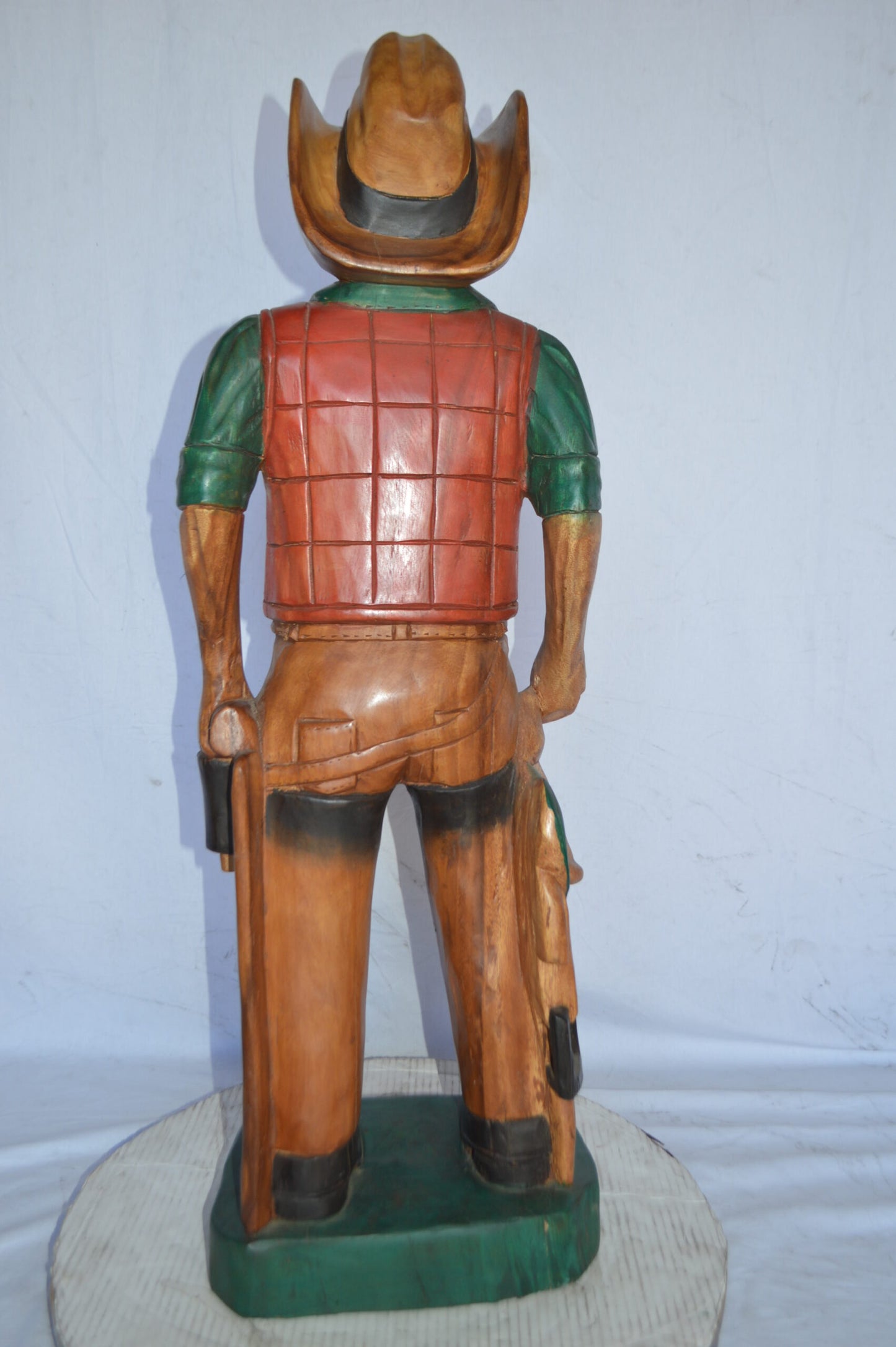 Cowboy Made of Wood Statue - Large - Size: 6"L x 10"W x 31"H.