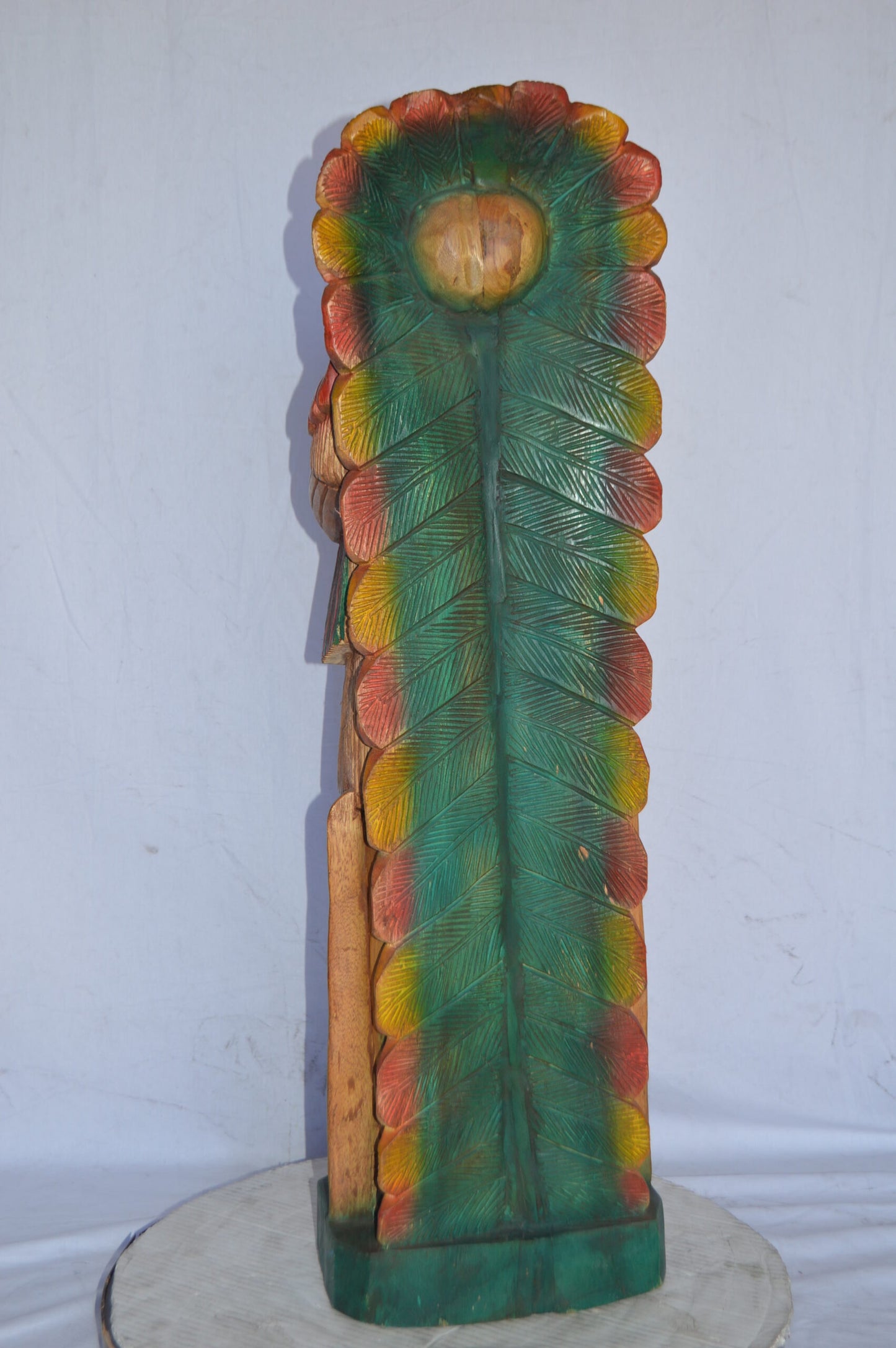 Indian Chief Made of Wood Statue - Large - Size: 12"L x 9"W x 40"H.