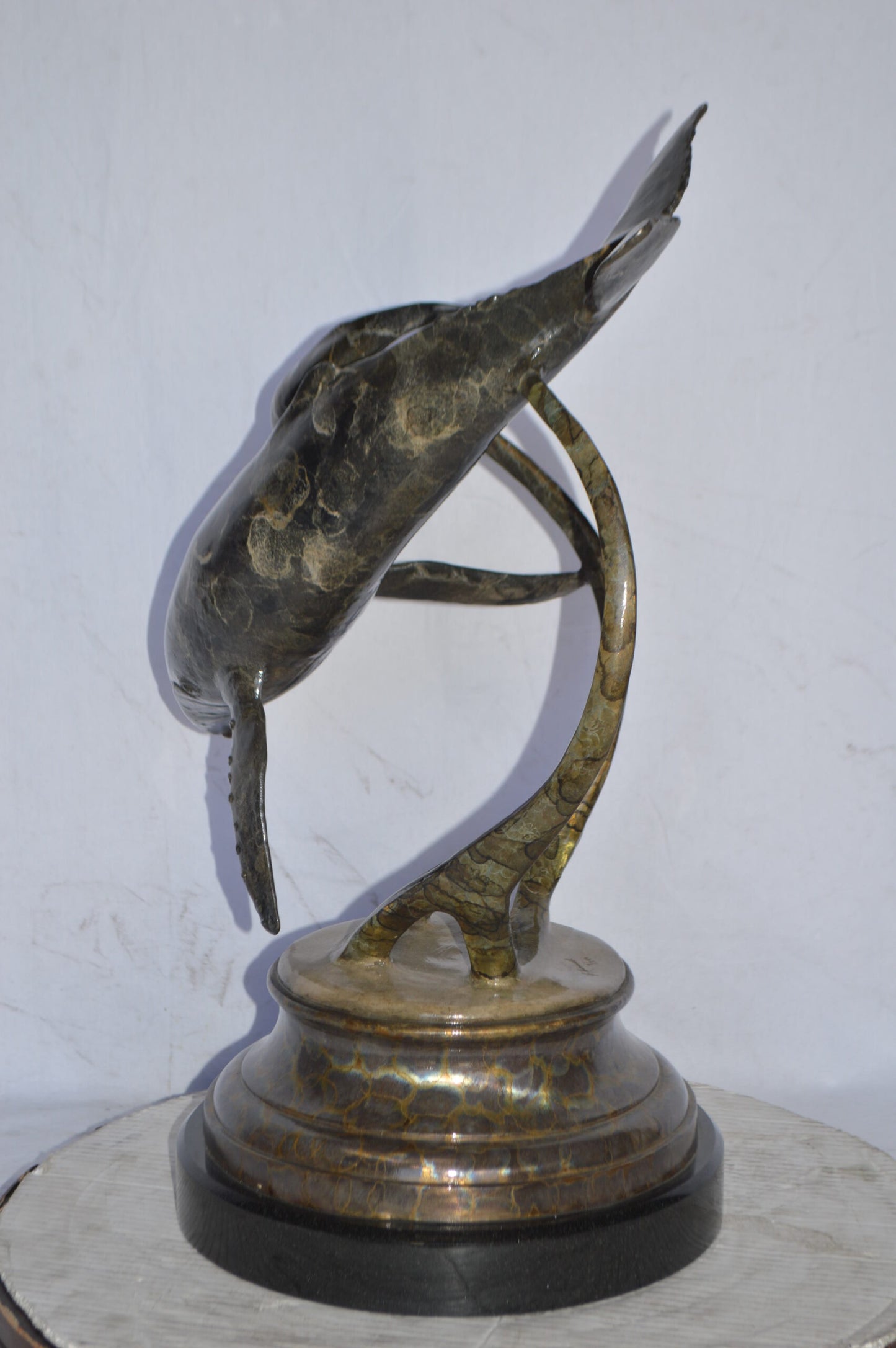 Tenderness Blue Whale Bronze Statue by J. Townsend - Size: 20"L x 14"W x 29"H.