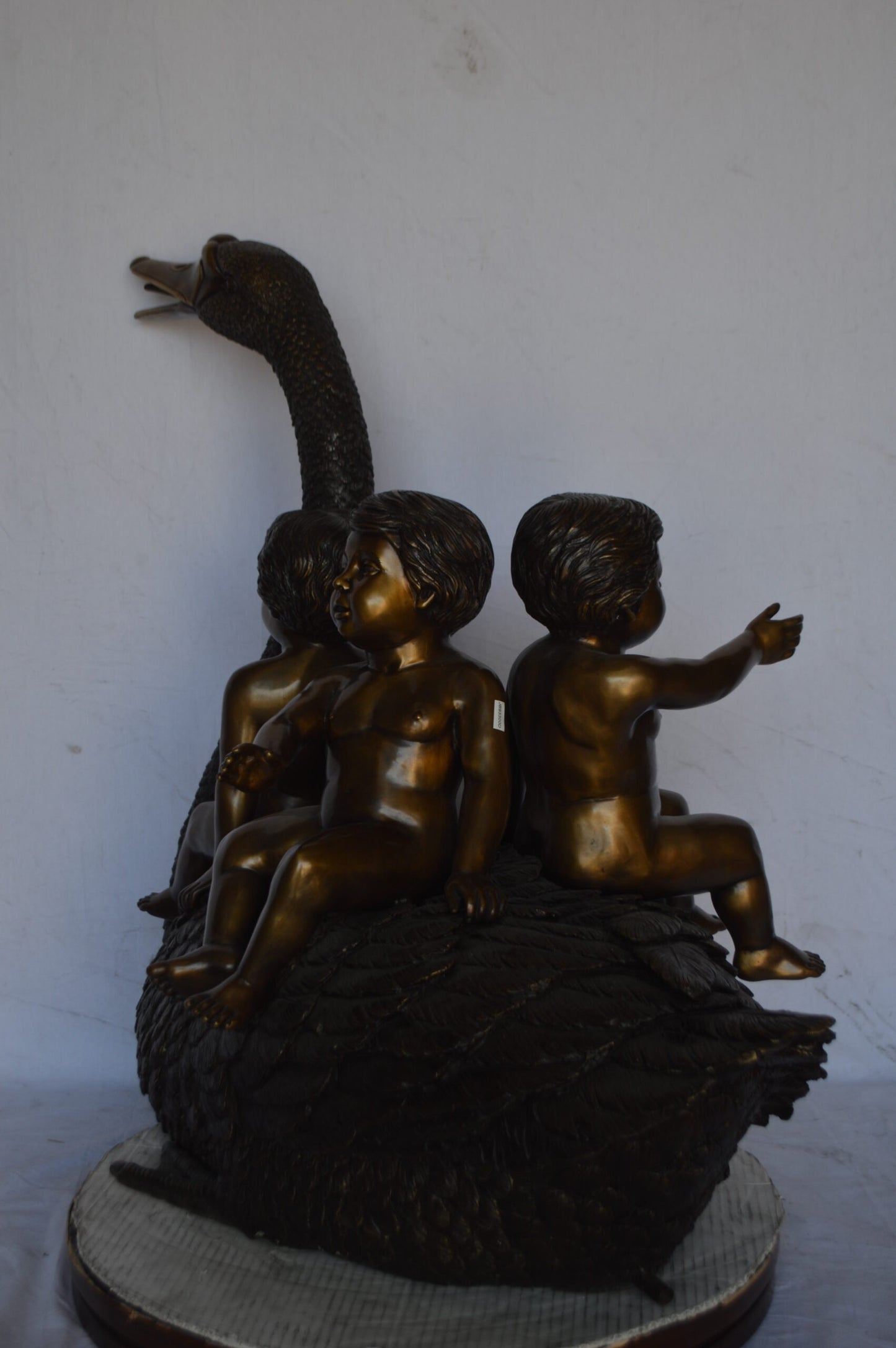 Swan Carrying Three Angels Bronze Fountain Art Nude - Size: 40"L x 23"W x 34"H.