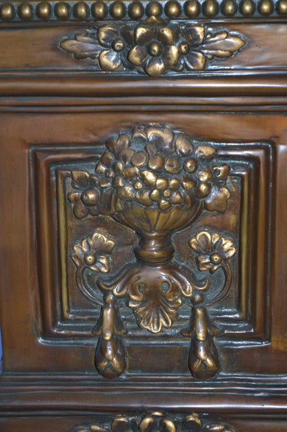 Detailed Large and Heavy Square Bronze Pedestal - Size: 18"L x 18"W x 24"H.