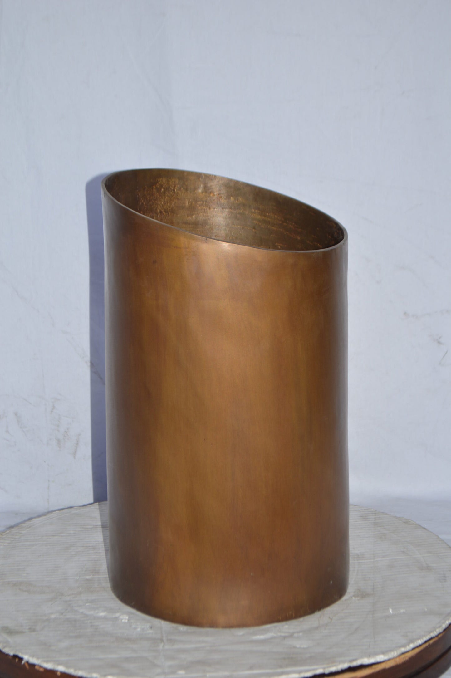 Geometrical Modern Art Cylinder made of bronze - Size: 13"L x 13"W x 19"H.