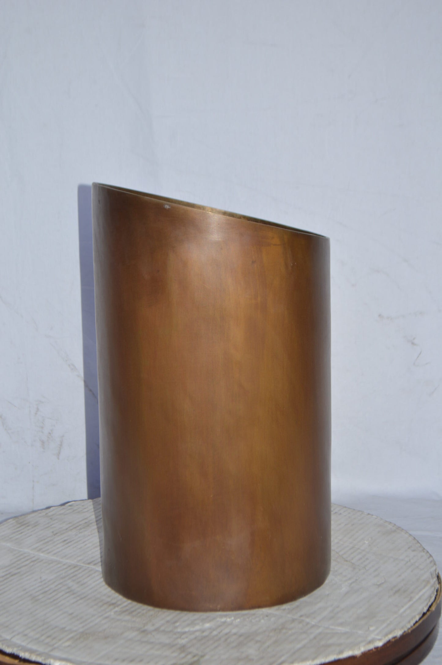 Geometrical Modern Art Cylinder made of bronze - Size: 13"L x 13"W x 19"H.