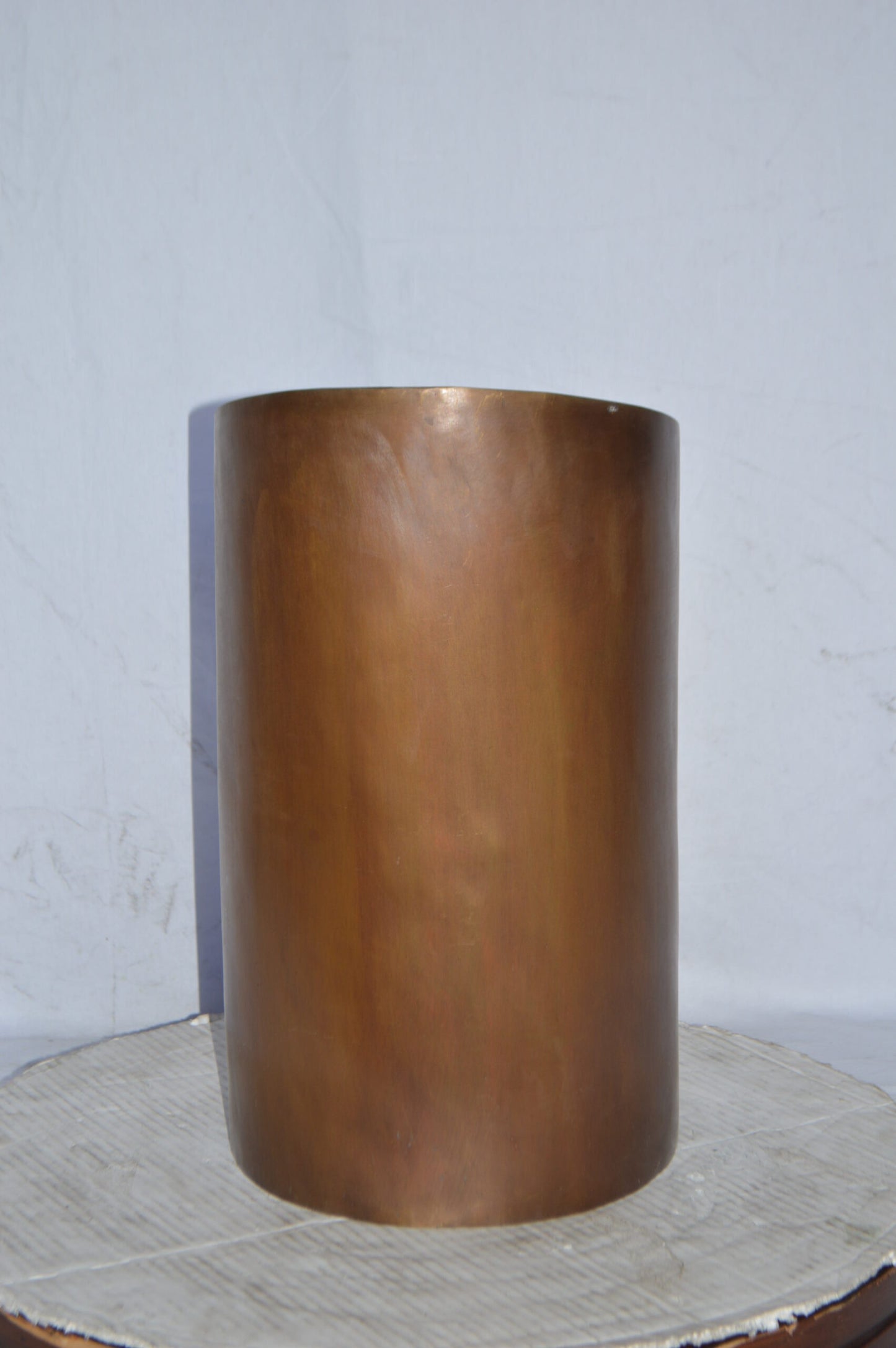 Geometrical Modern Art Cylinder made of bronze - Size: 13"L x 13"W x 19"H.