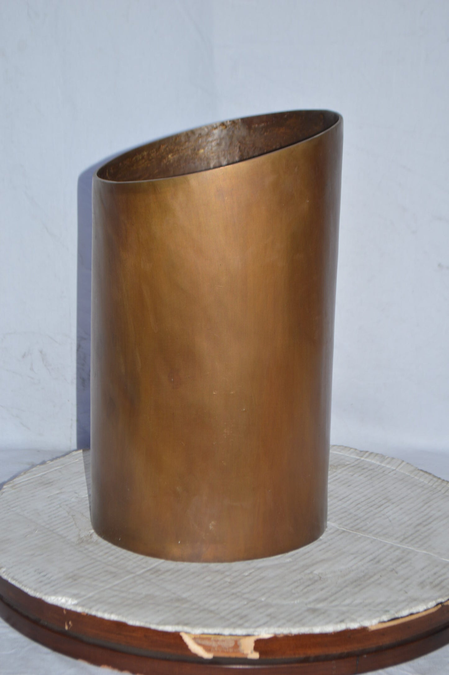 Geometrical Modern Art Cylinder made of bronze - Size: 13"L x 13"W x 19"H.