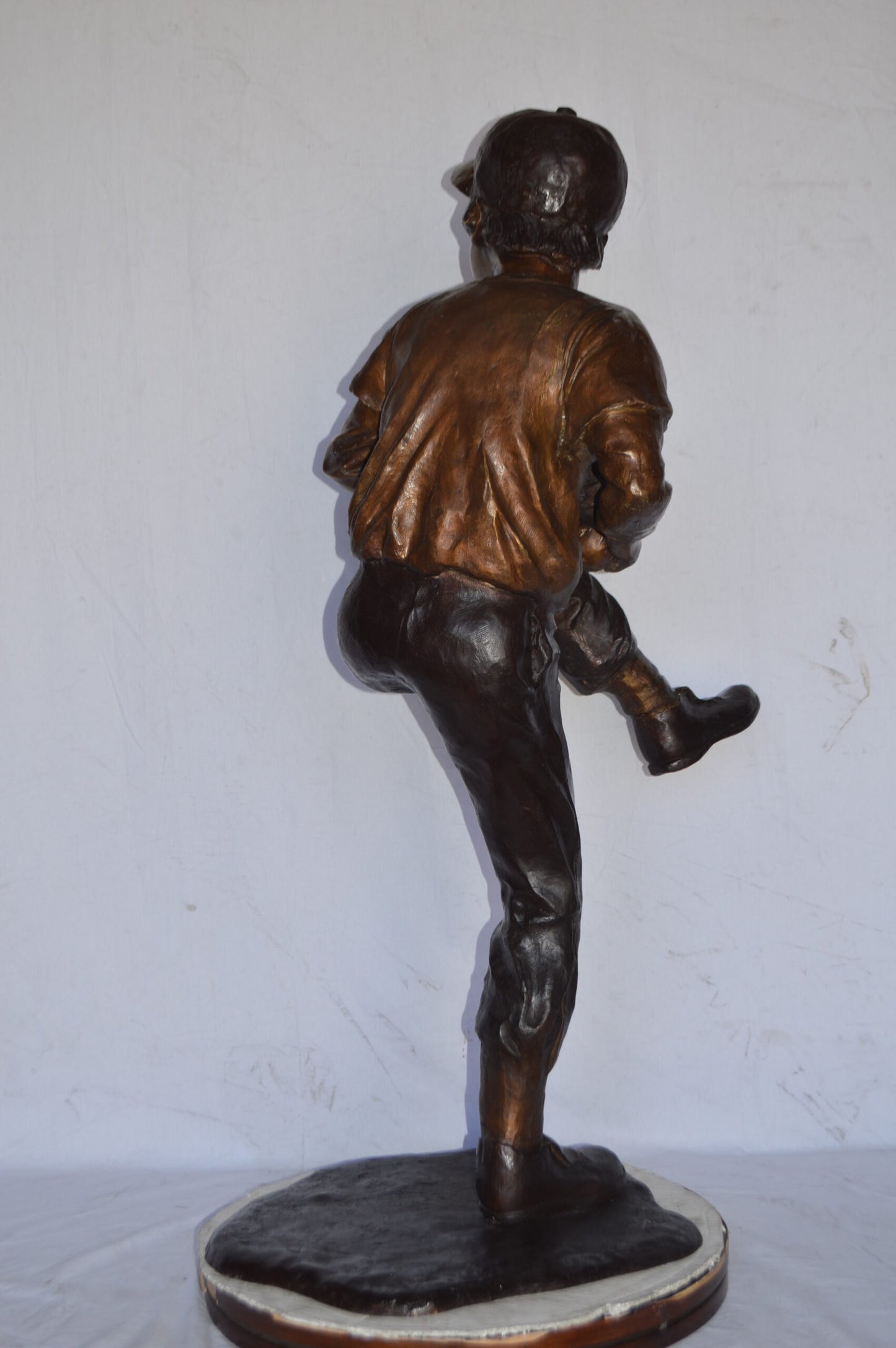 Baseball Pitcher in Action Bronze Statue - Size: 32"L x 20"W x 51"H.