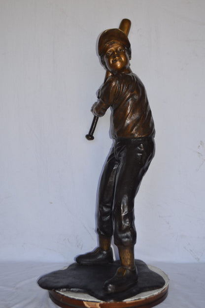 Baseball batter in Action Bronze Statue - Size: 28"L x 24"W x 57"H.