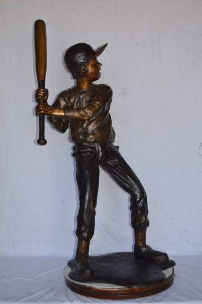 Baseball batter in Action Bronze Statue - Size: 28"L x 24"W x 57"H.