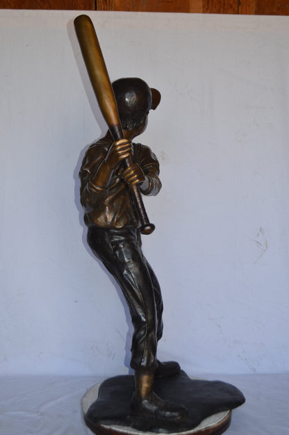 Baseball batter in Action Bronze Statue - Size: 28"L x 24"W x 57"H.