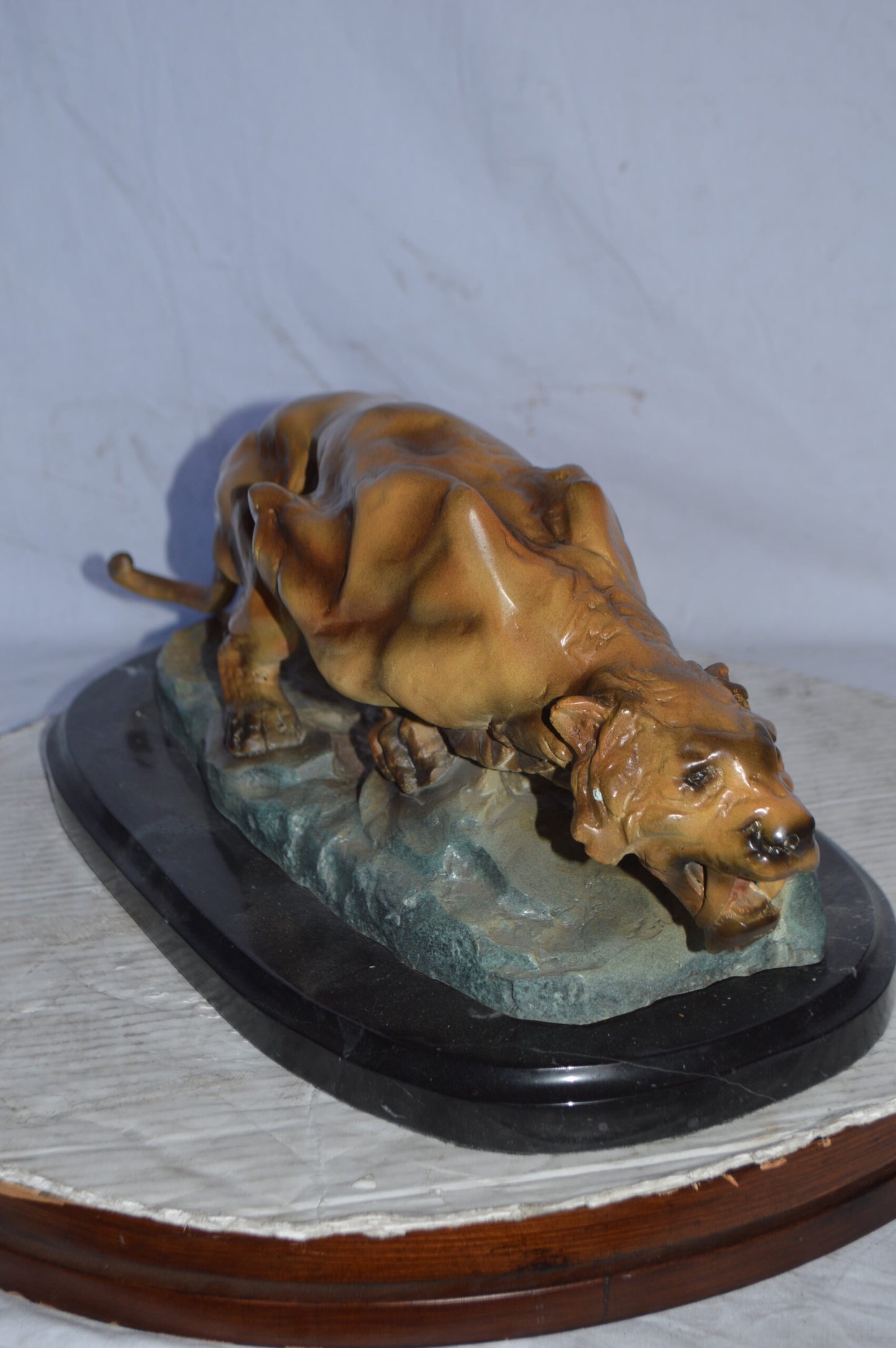Mountain Lion in action Bronze Statue - Size: 25"L x 11"W x 11"H.