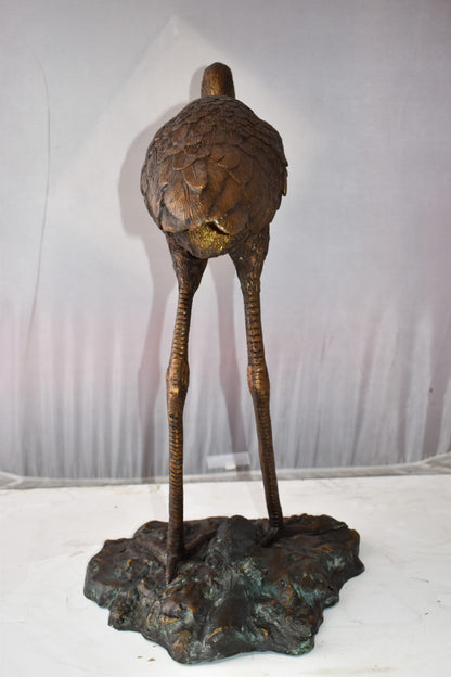 Great Blue Heron Brown Patina Bronze Statue Size: 25" x 15" x 25"H