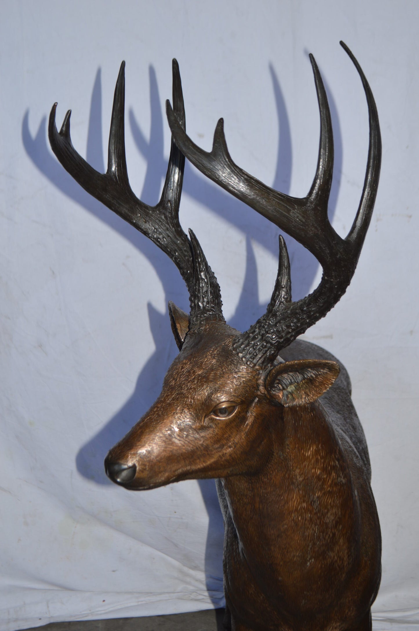 Pair of life size deer bronze statue - Size: 17"L x 44"W x 52"H.