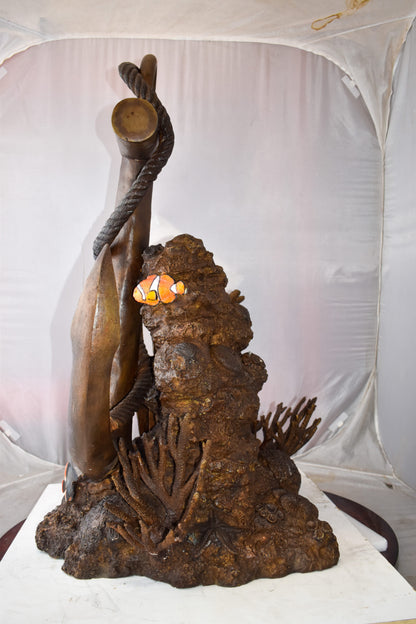 Anchor On Ocean Floor Among Fish Bronze Statue  Size: 32" x 27" x 41"H