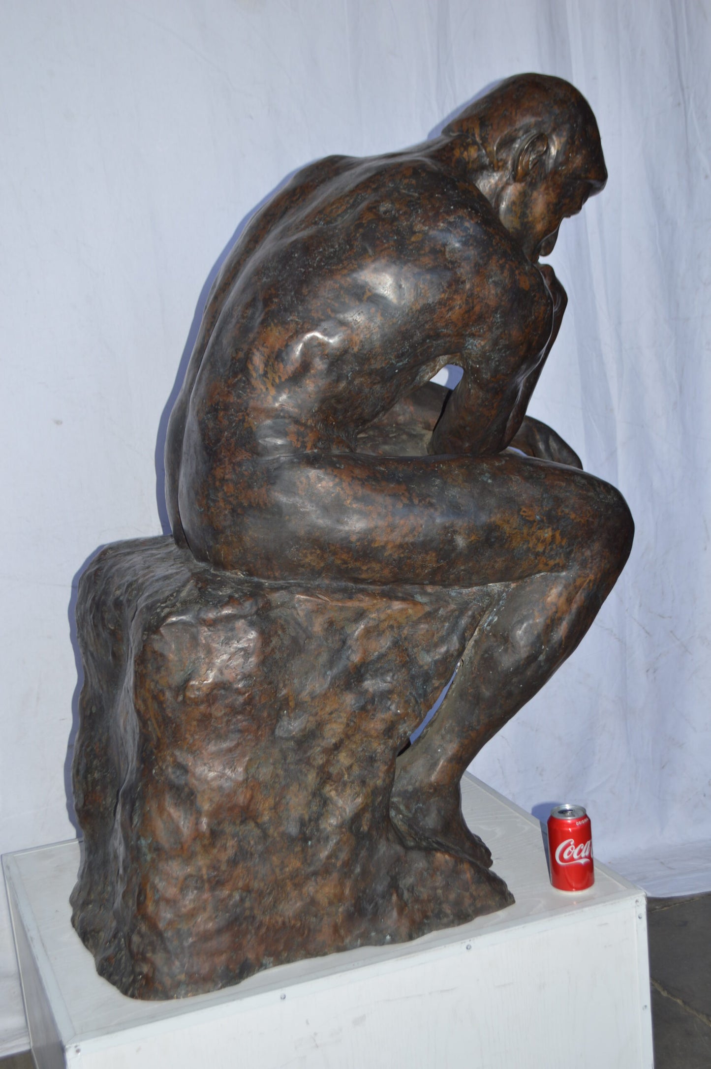 The Thinker Large Bronze Statue Rodin Replica - Size: 37"L x 21"W x 48"H.