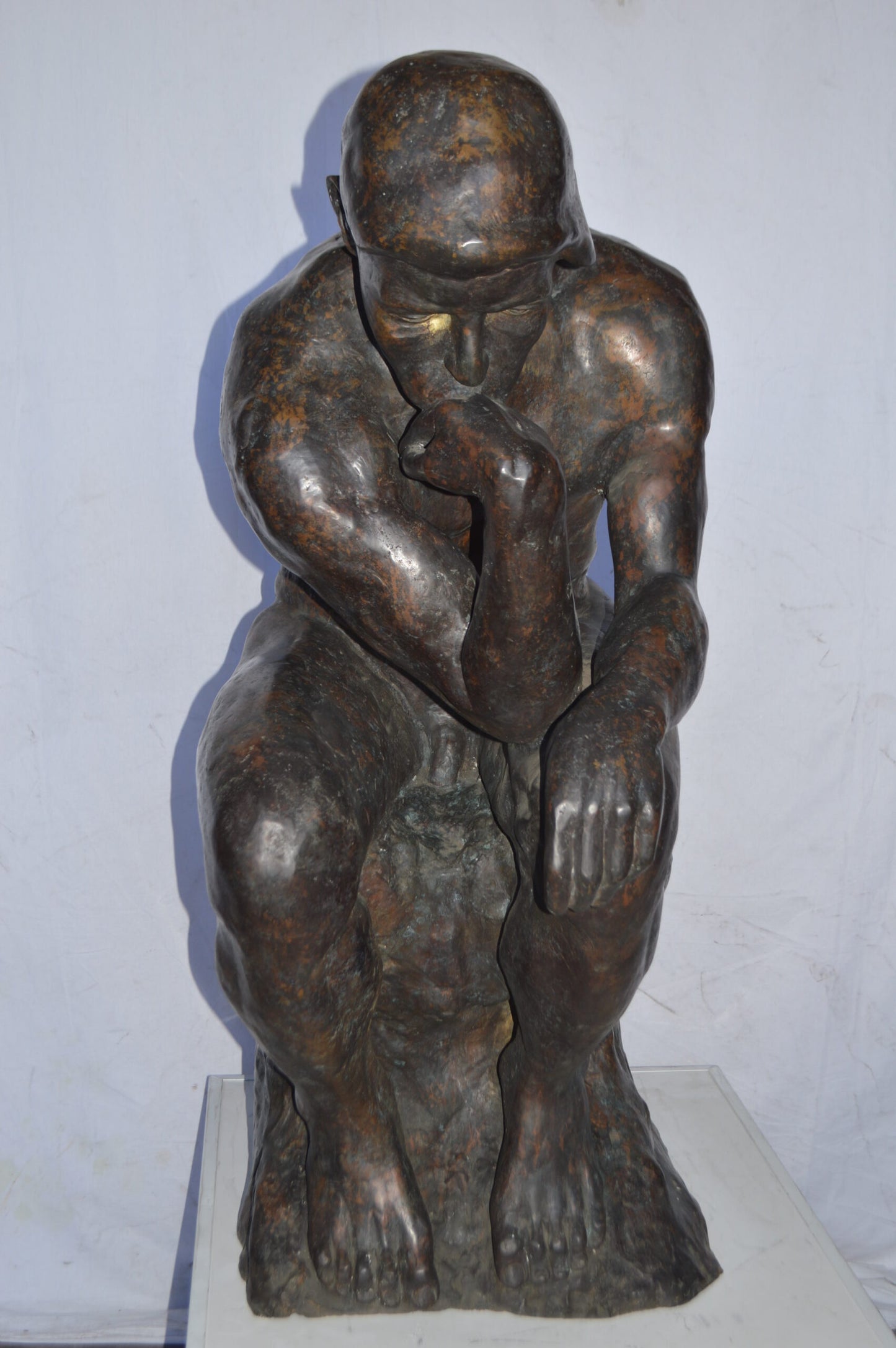 The Thinker Large Bronze Statue Rodin Replica - Size: 37"L x 21"W x 48"H.