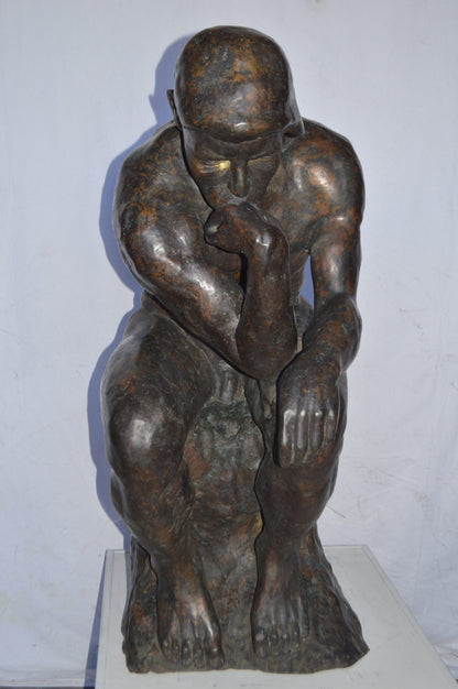 The Thinker Large Bronze Statue Rodin Replica - Size: 37"L x 21"W x 48"H.