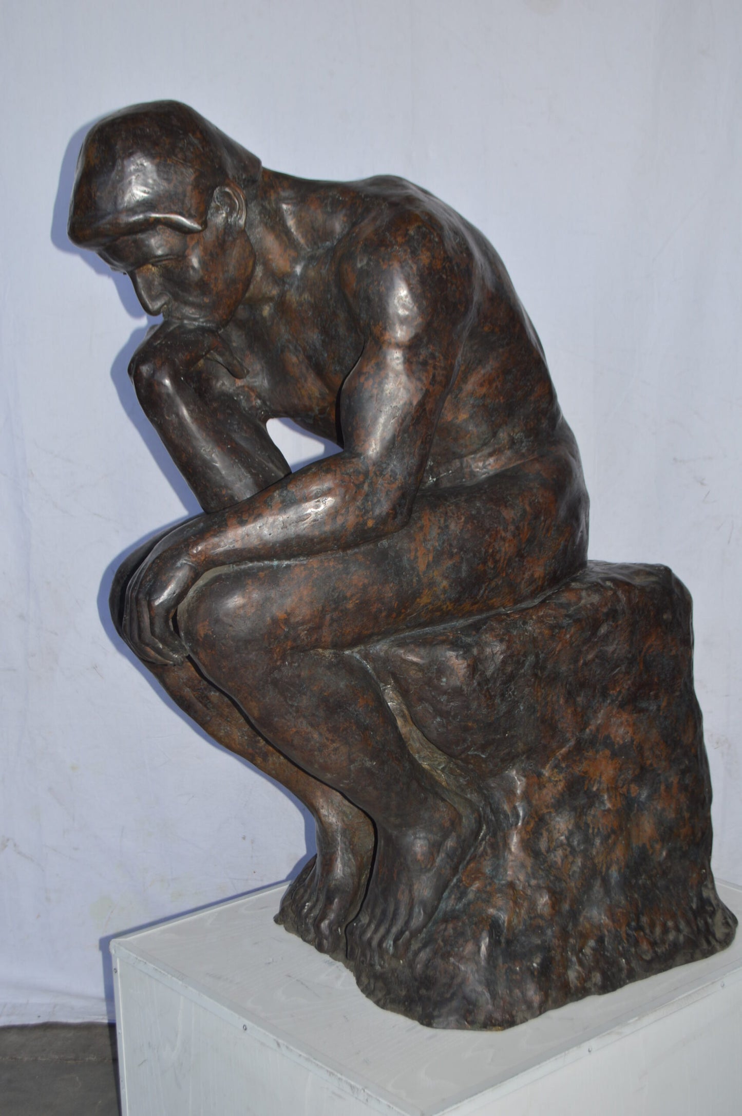 The Thinker Large Bronze Statue Rodin Replica - Size: 37"L x 21"W x 48"H.