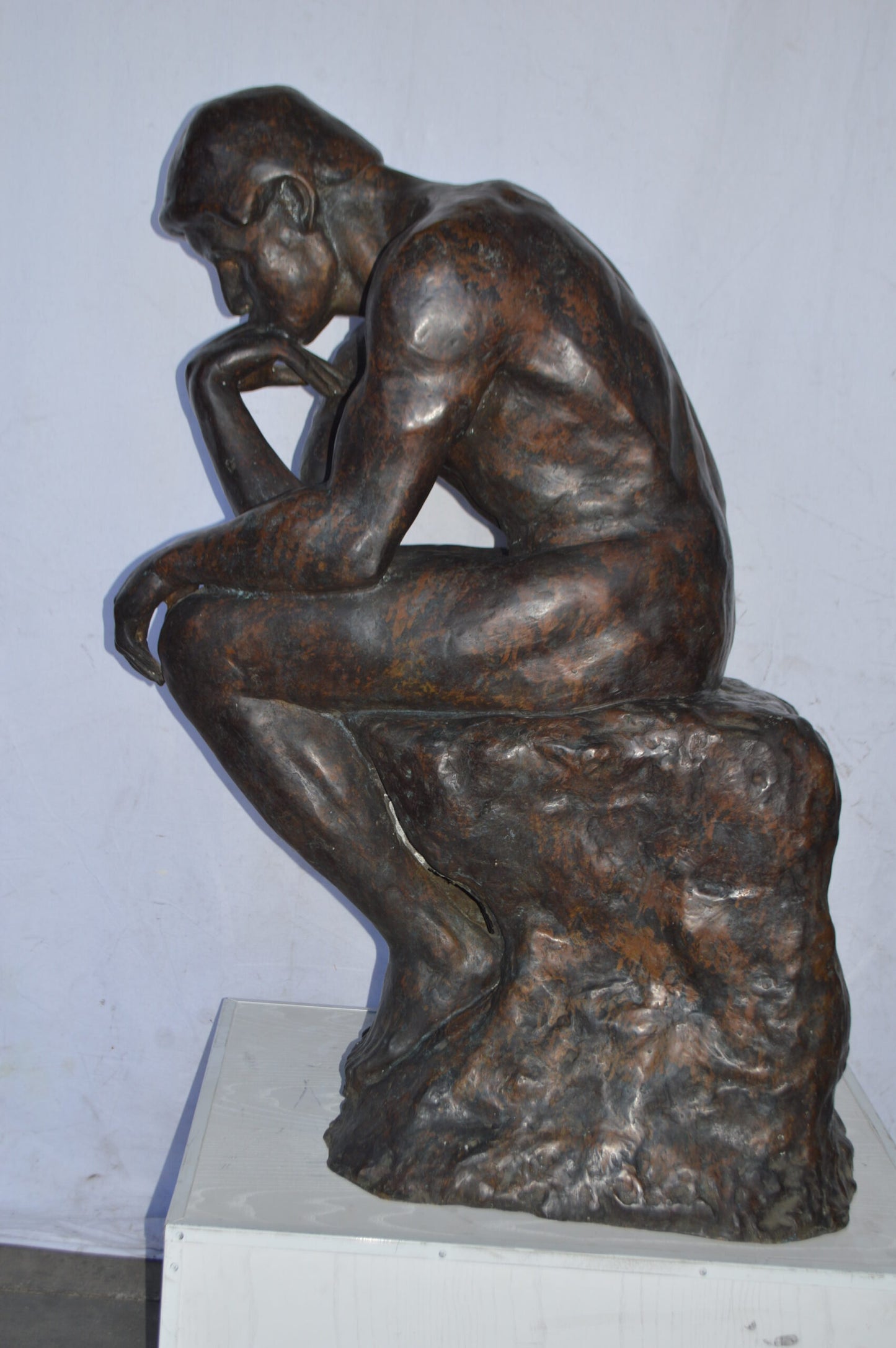 The Thinker Large Bronze Statue Rodin Replica - Size: 37"L x 21"W x 48"H.
