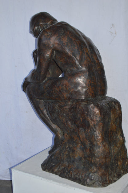 The Thinker Large Bronze Statue Rodin Replica - Size: 37"L x 21"W x 48"H.