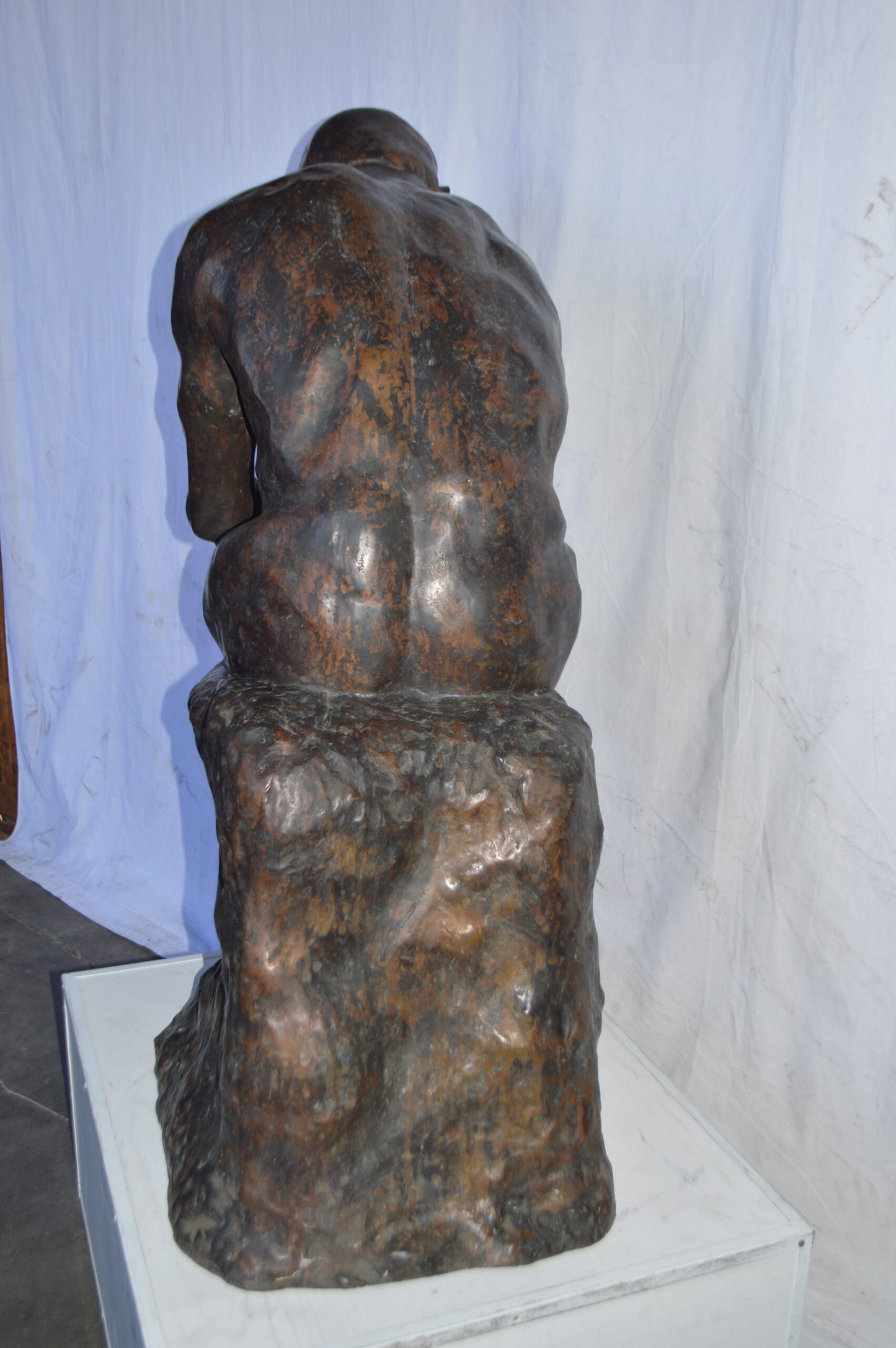 The Thinker Large Bronze Statue Rodin Replica - Size: 37"L x 21"W x 48"H.