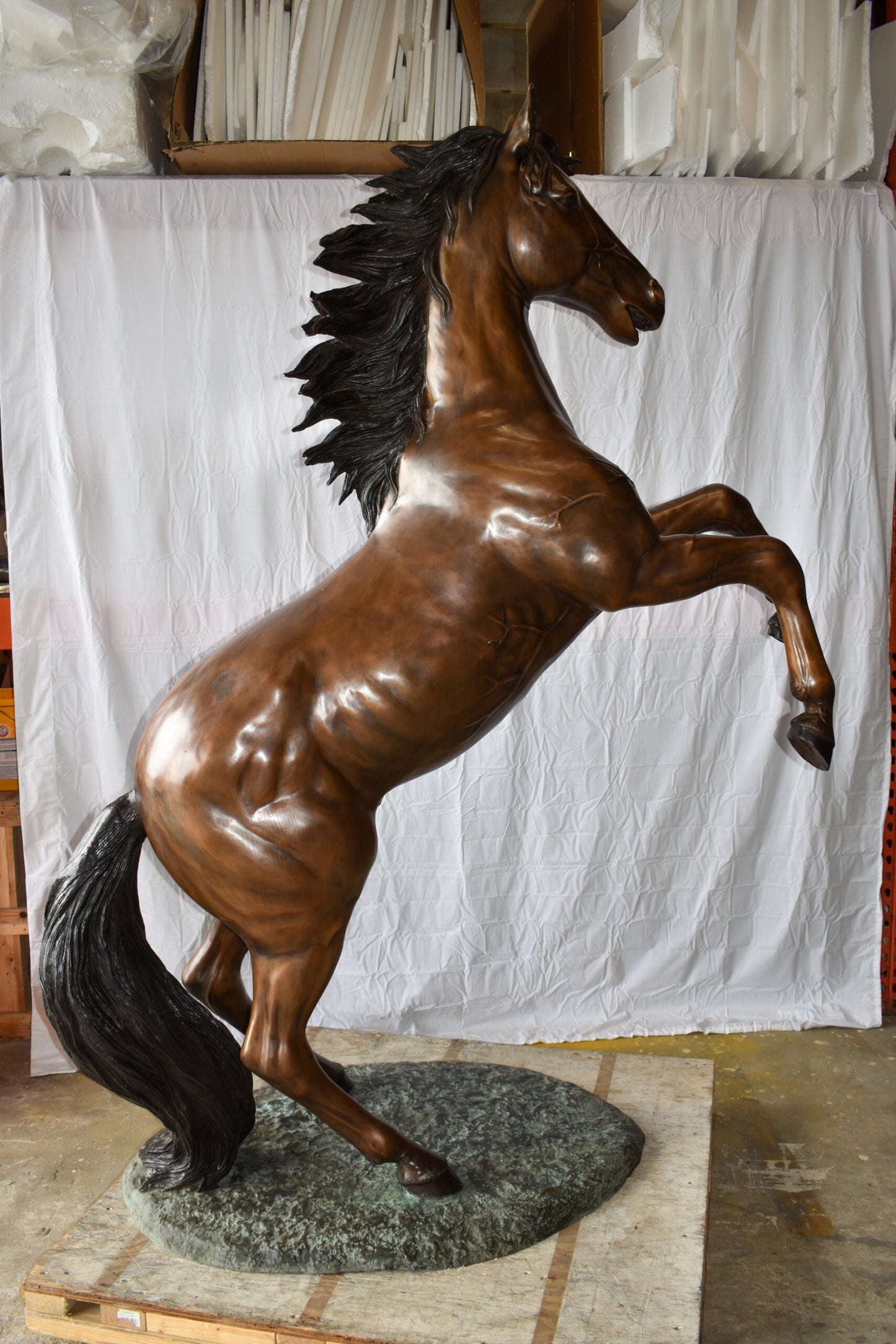 Graceful Life-Sized Horse on Hind Legs Bronze Statue Size: 72" x 34" x 88"H