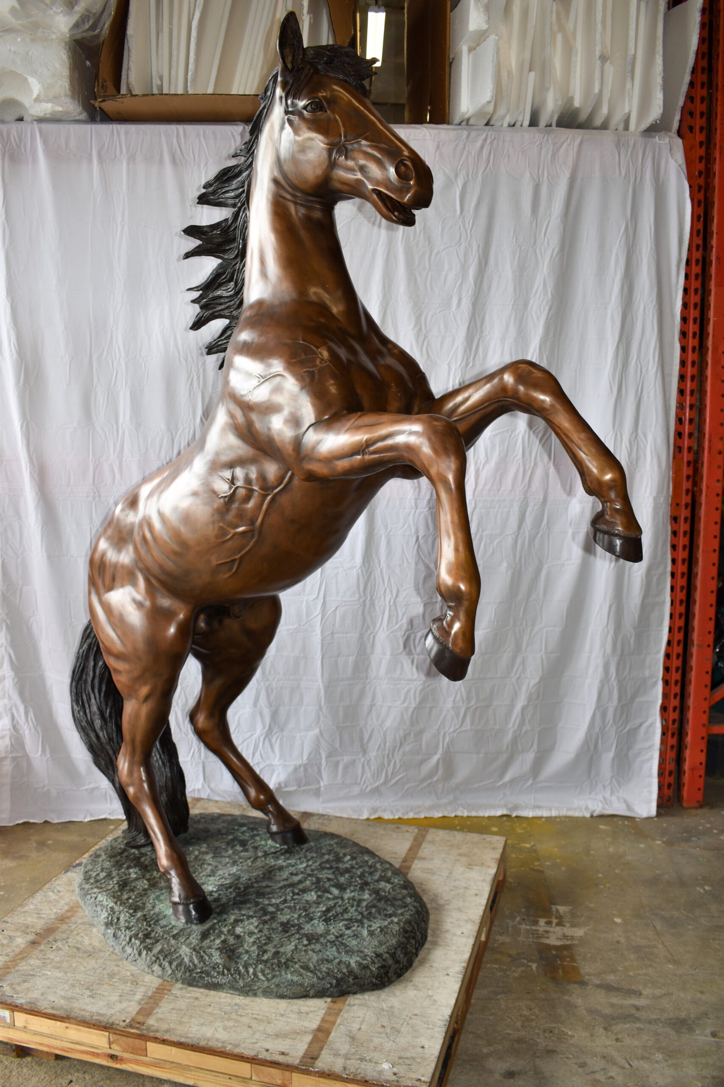 Graceful Life-Sized Horse on Hind Legs Bronze Statue Size: 72" x 34" x 88"H