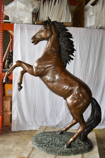Graceful Life-Sized Horse on Hind Legs Bronze Statue Size: 72" x 34" x 88"H