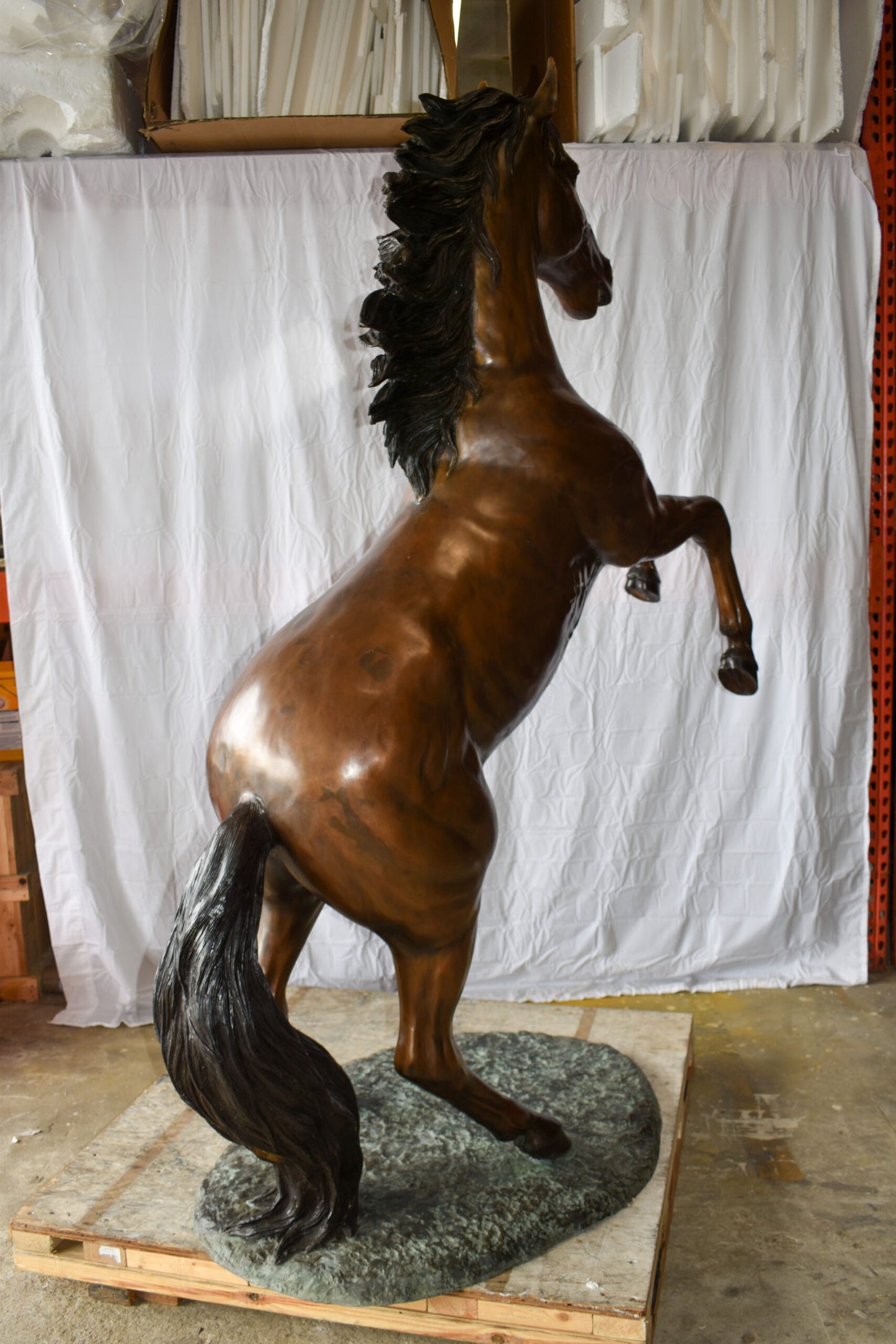 Graceful Life-Sized Horse on Hind Legs Bronze Statue Size: 72" x 34" x 88"H