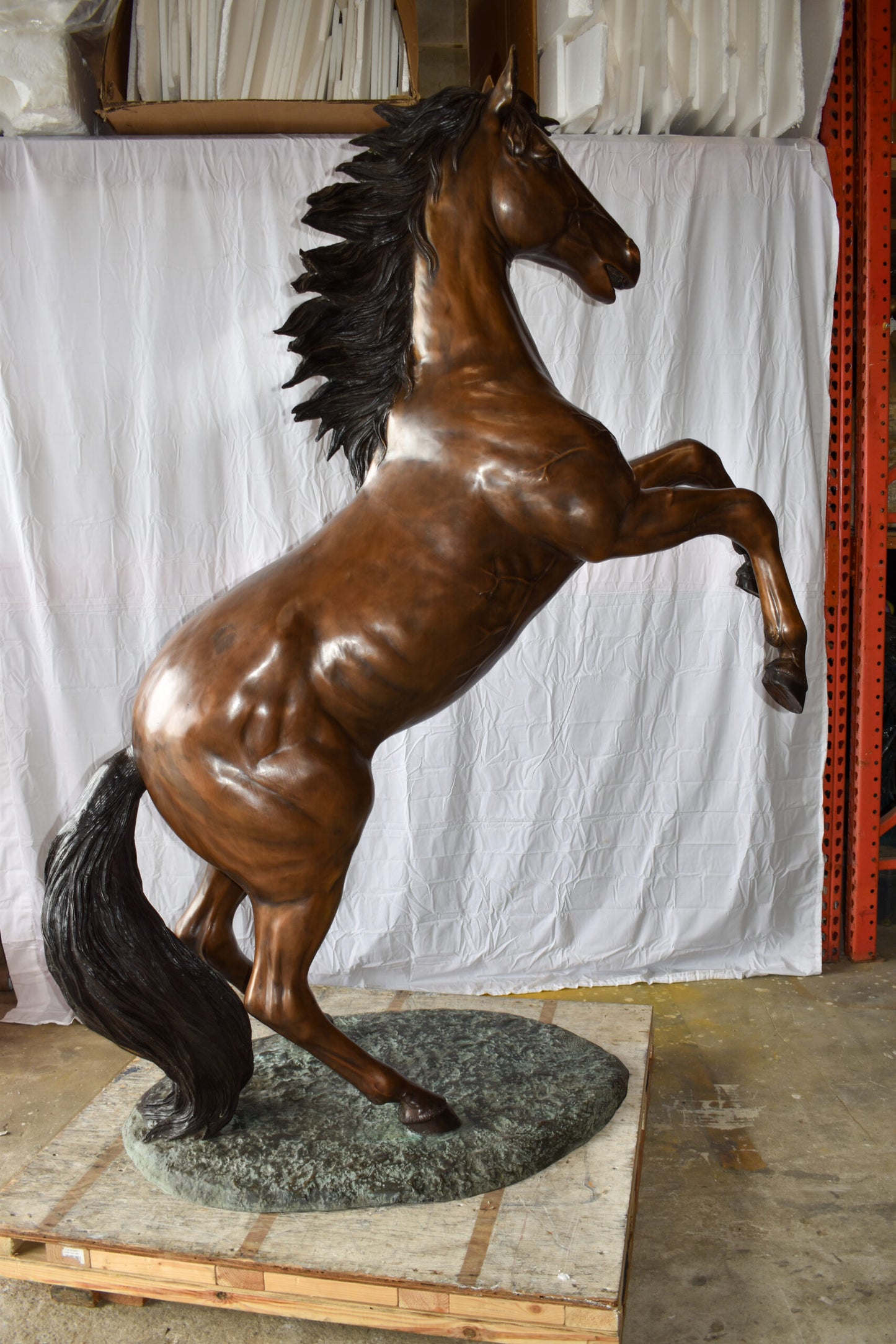 Graceful Life-Sized Horse on Hind Legs Bronze Statue Size: 72" x 34" x 88"H