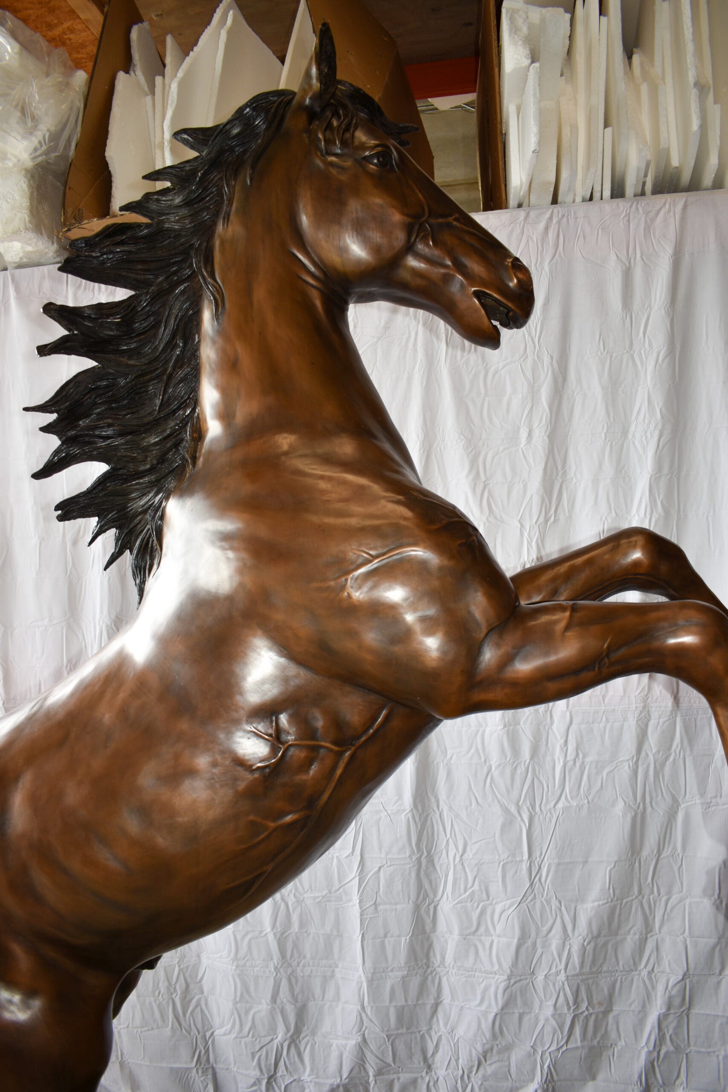Graceful Life-Sized Horse on Hind Legs Bronze Statue Size: 72" x 34" x 88"H
