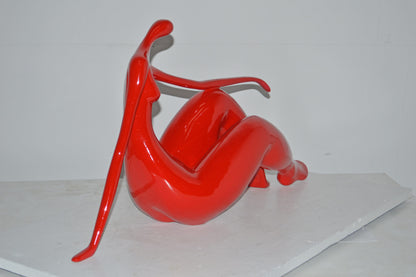 Modern Art Red Women on the Beach Resin Statue - Size: 28"L x 8"W x 16"H.