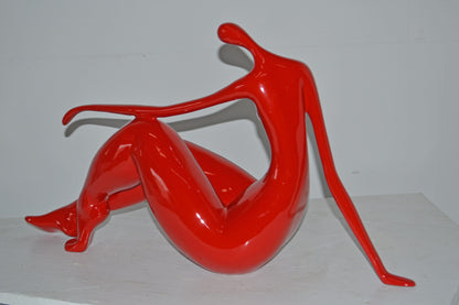 Modern Art Red Women on the Beach Resin Statue - Size: 28"L x 8"W x 16"H.