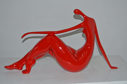 Modern Art Red Women on the Beach Resin Statue - Size: 28"L x 8"W x 16"H.