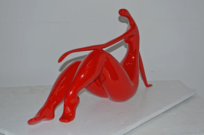 Modern Art Red Women on the Beach Resin Statue - Size: 28"L x 8"W x 16"H.