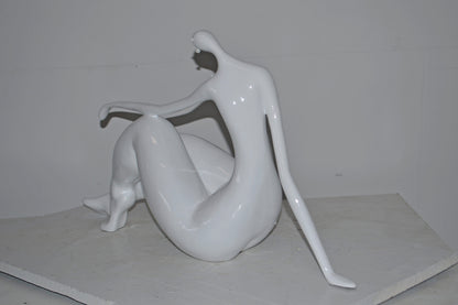 Modern Art Women on the Beach White Resin Statue - Size: 28"L x 8"W x 16"H.