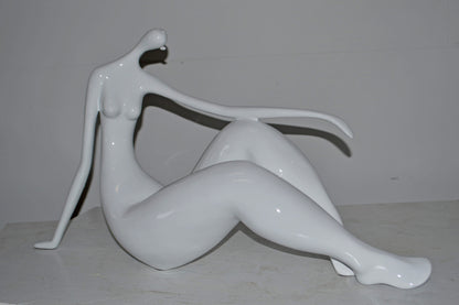 Modern Art Women on the Beach White Resin Statue - Size: 28"L x 8"W x 16"H.