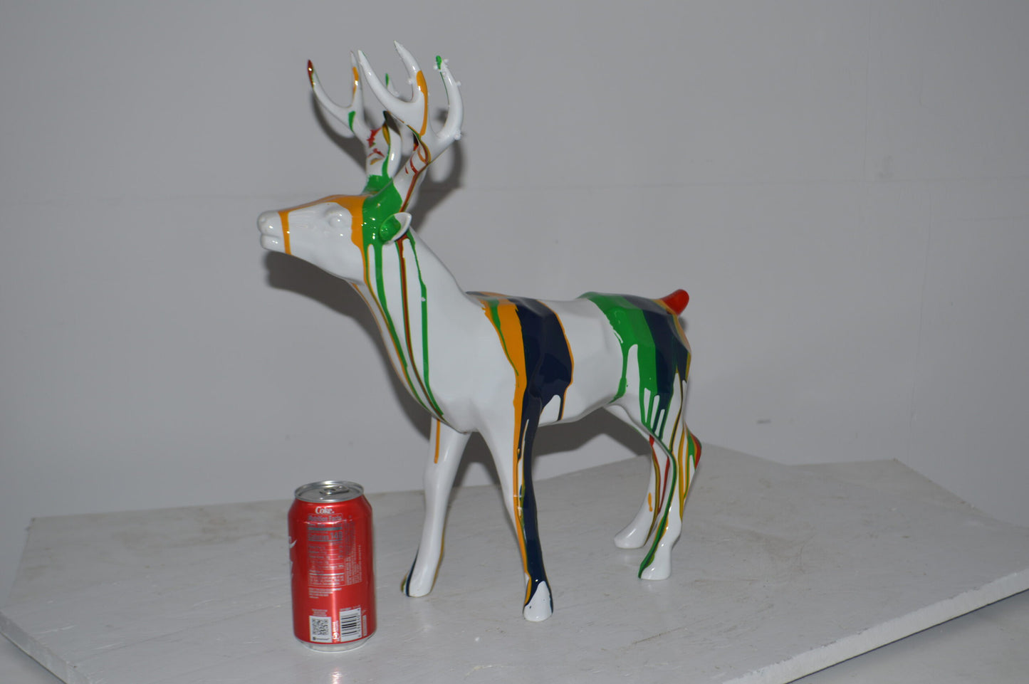 Modern Art colorful Deer Resin Statue - Size: 17"L x 11"W x 18"H.