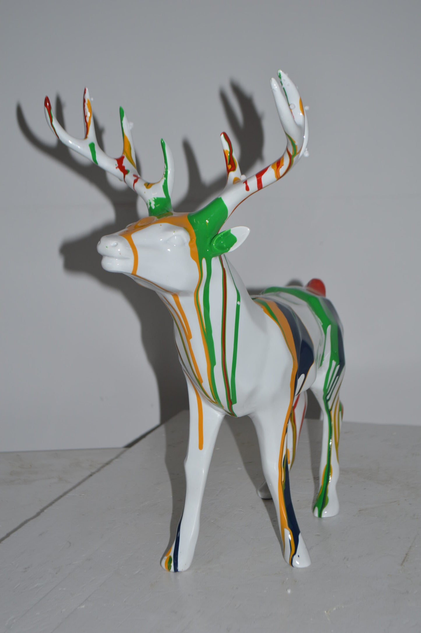Modern Art colorful Deer Resin Statue - Size: 17"L x 11"W x 18"H.