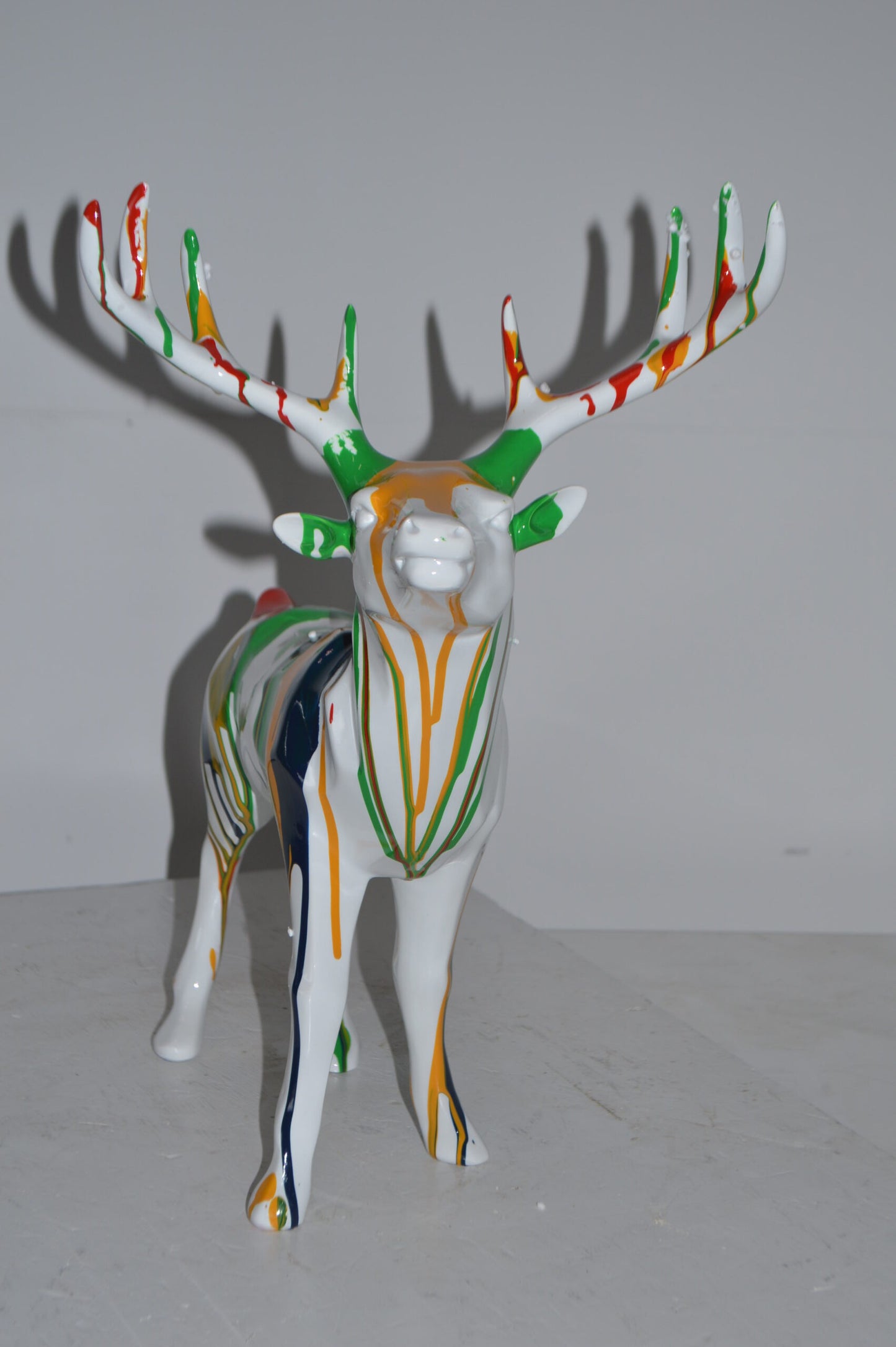 Modern Art colorful Deer Resin Statue - Size: 17"L x 11"W x 18"H.