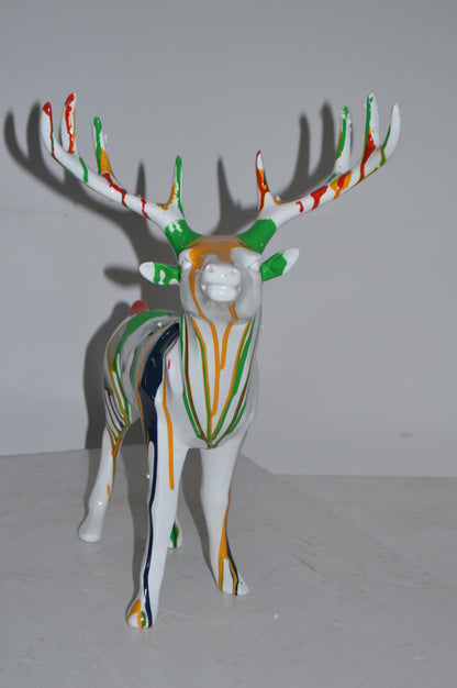 Modern Art colorful Deer Resin Statue - Size: 17"L x 11"W x 18"H.