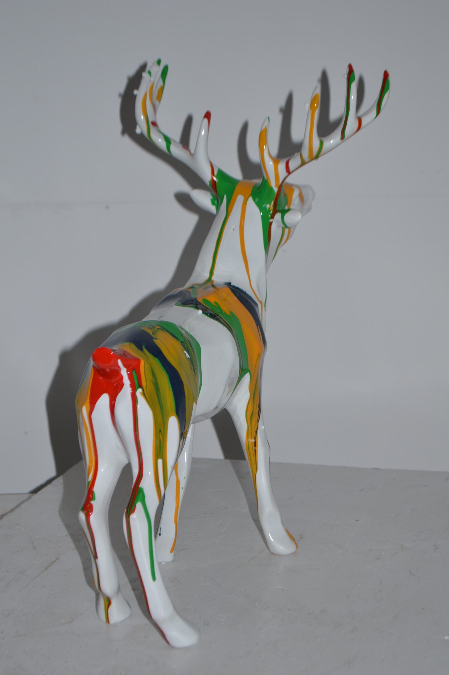 Modern Art colorful Deer Resin Statue - Size: 17"L x 11"W x 18"H.