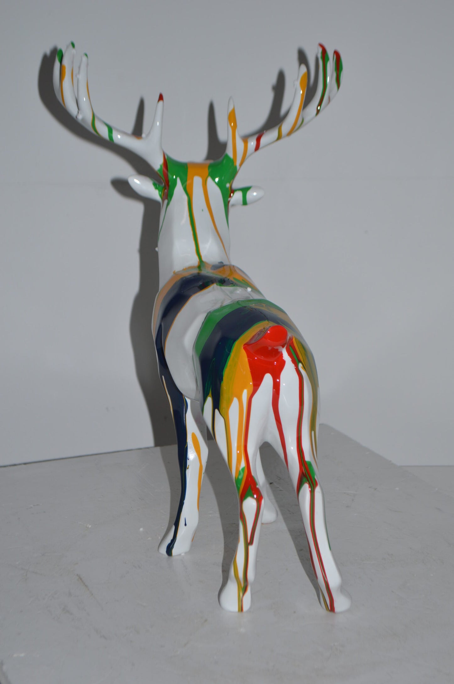 Modern Art colorful Deer Resin Statue - Size: 17"L x 11"W x 18"H.