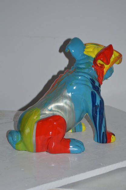 Modern art Bulldog with Sunglasses Resin Statue - Size: 16"L x 9"W x 14"H.