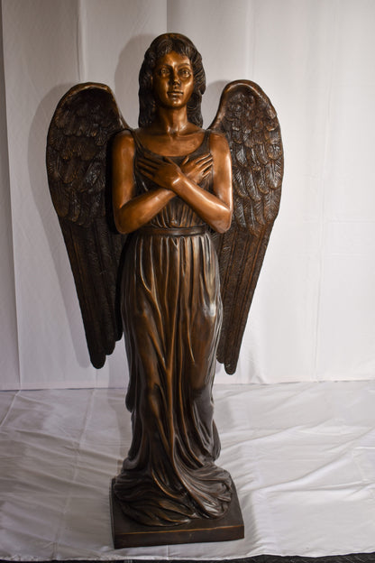 Angel Standing with her hands folded bronze Statue Size: 29" x 16" x 63"H